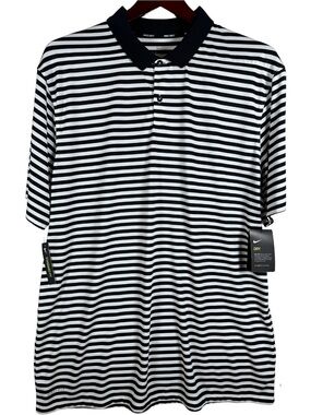 New Nike Dri-FIT Golf Polo XXL Black White Striped Performance